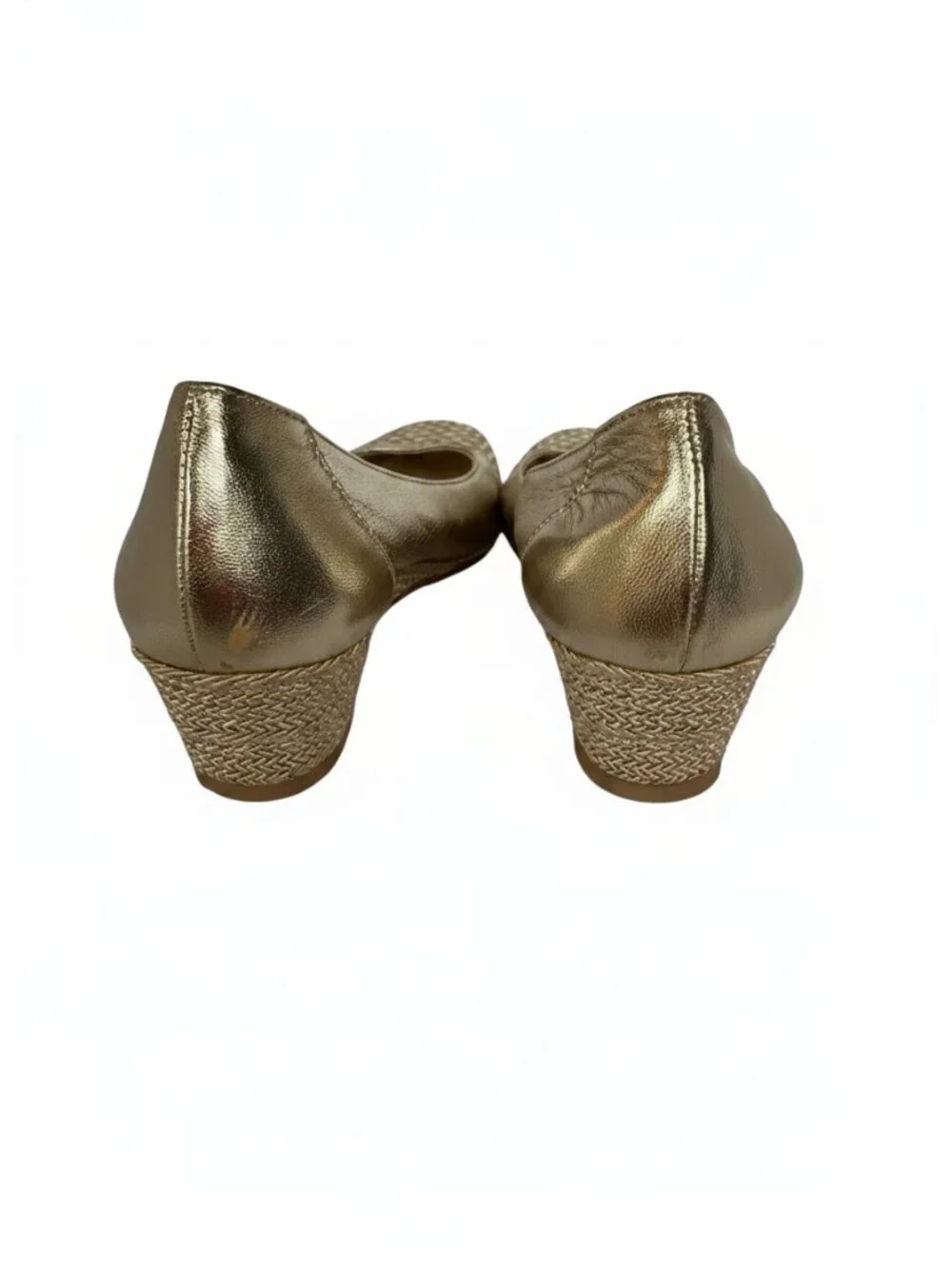 Merucci Gold Metallic Woven Wedge Flats Made in Italy SZ 9